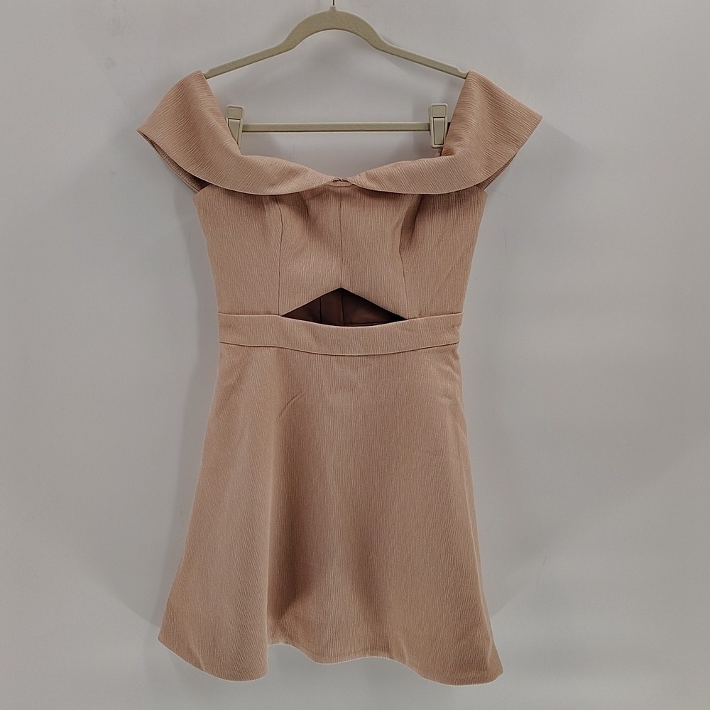 Keepsake pale pink Apollo style mini dress drop shoulder size medium peek a boo